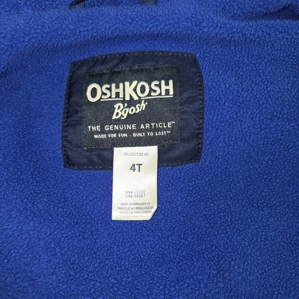 OshKosh B'gosh Navy Hooded Rain Jacket with Yellow Pocket Accents Size 4T